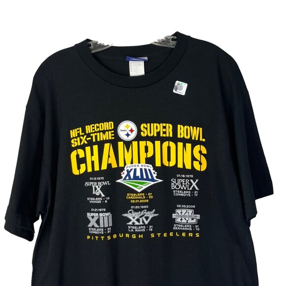 Reebok Pittsburgh Steelers Tshirt NFL Record Six-Time Super Bowl Champions New - Picture 3 of 10